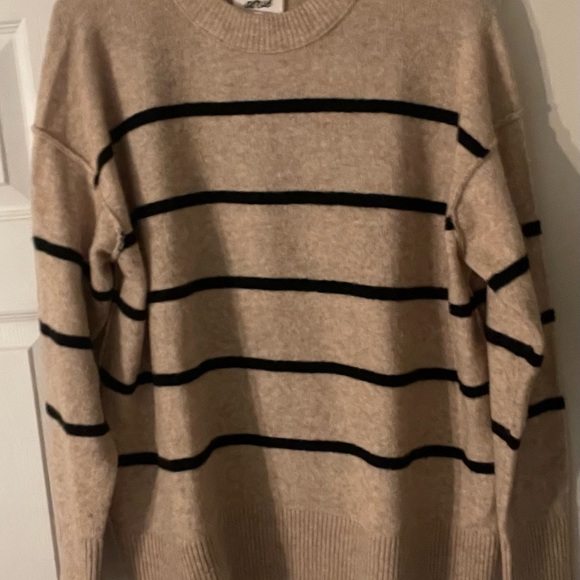 aerie Sweaters - Striped Beige and Black Sweater